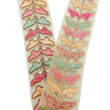 9 Yards Sheer Gold Tissue Embroidered Trim, Decorative Trim, Indian Sari Border Sequin Trimming